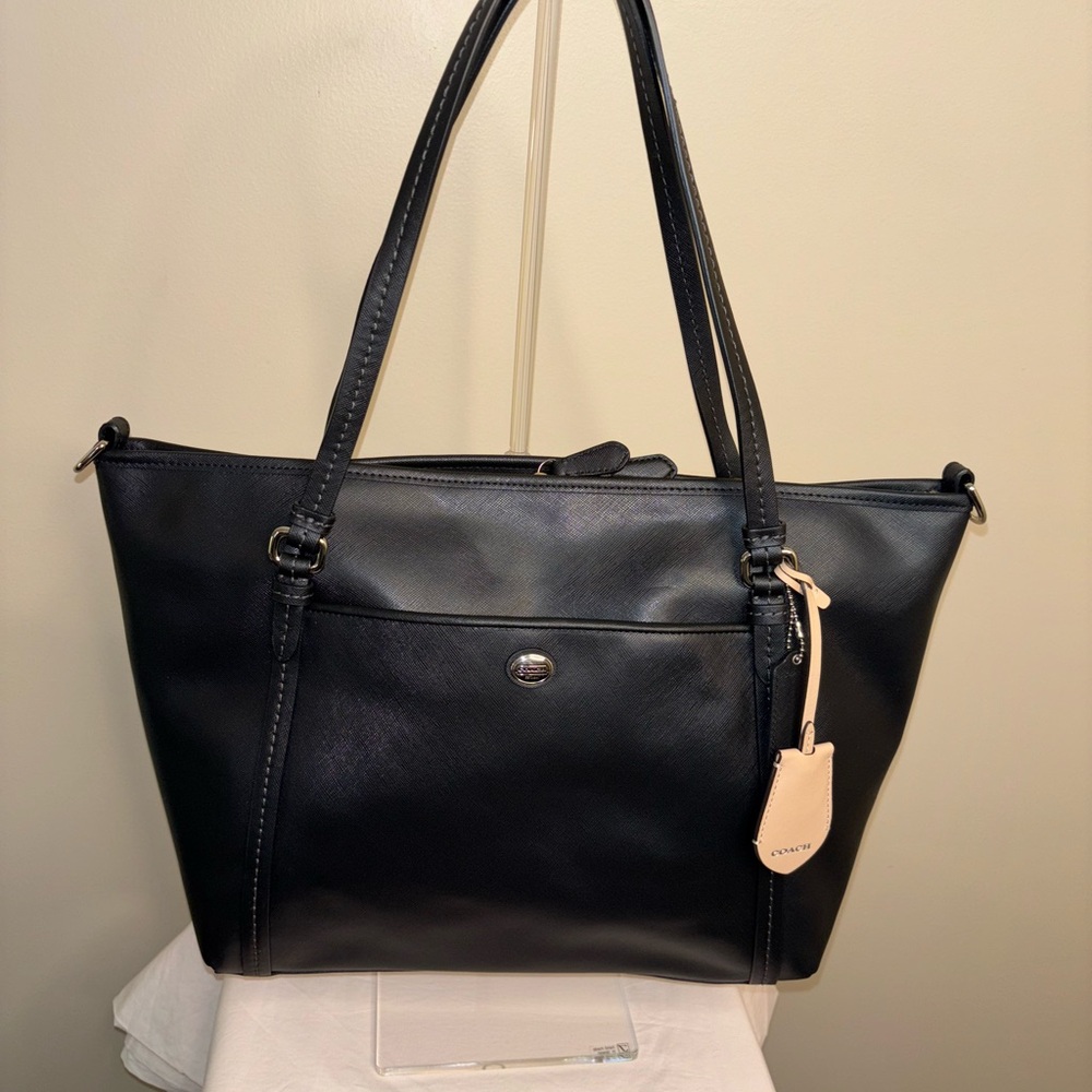 Coach Black Leather Tote Bag